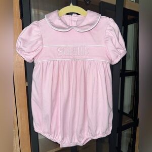 Sophie bubble romper monogrammed personalized embroidered peter pan collar baby